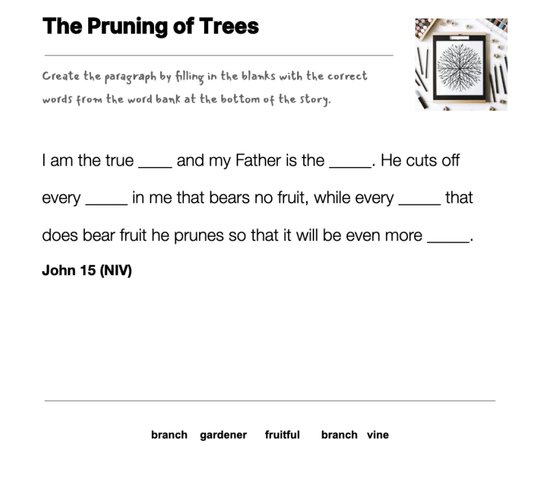 The Pruning of Trees fill-in-the-blank